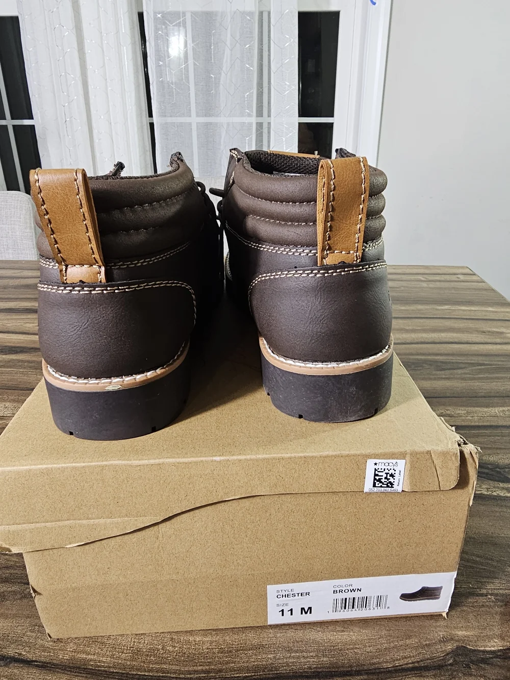 Weatherproof Men’s Dark Brown Leather Chukka Boots with Tan Pull Tabs